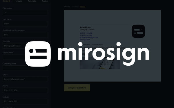 Mirosign — professional HTML email signature generator