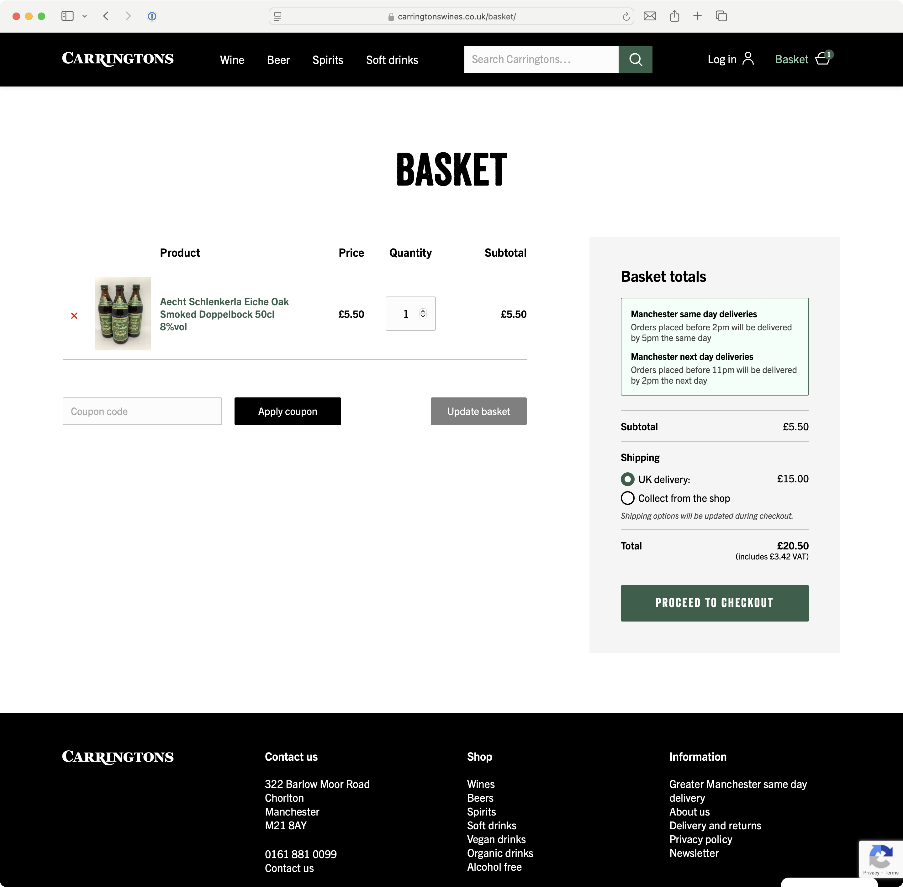 Carringtons Wines — carringtons wines basket