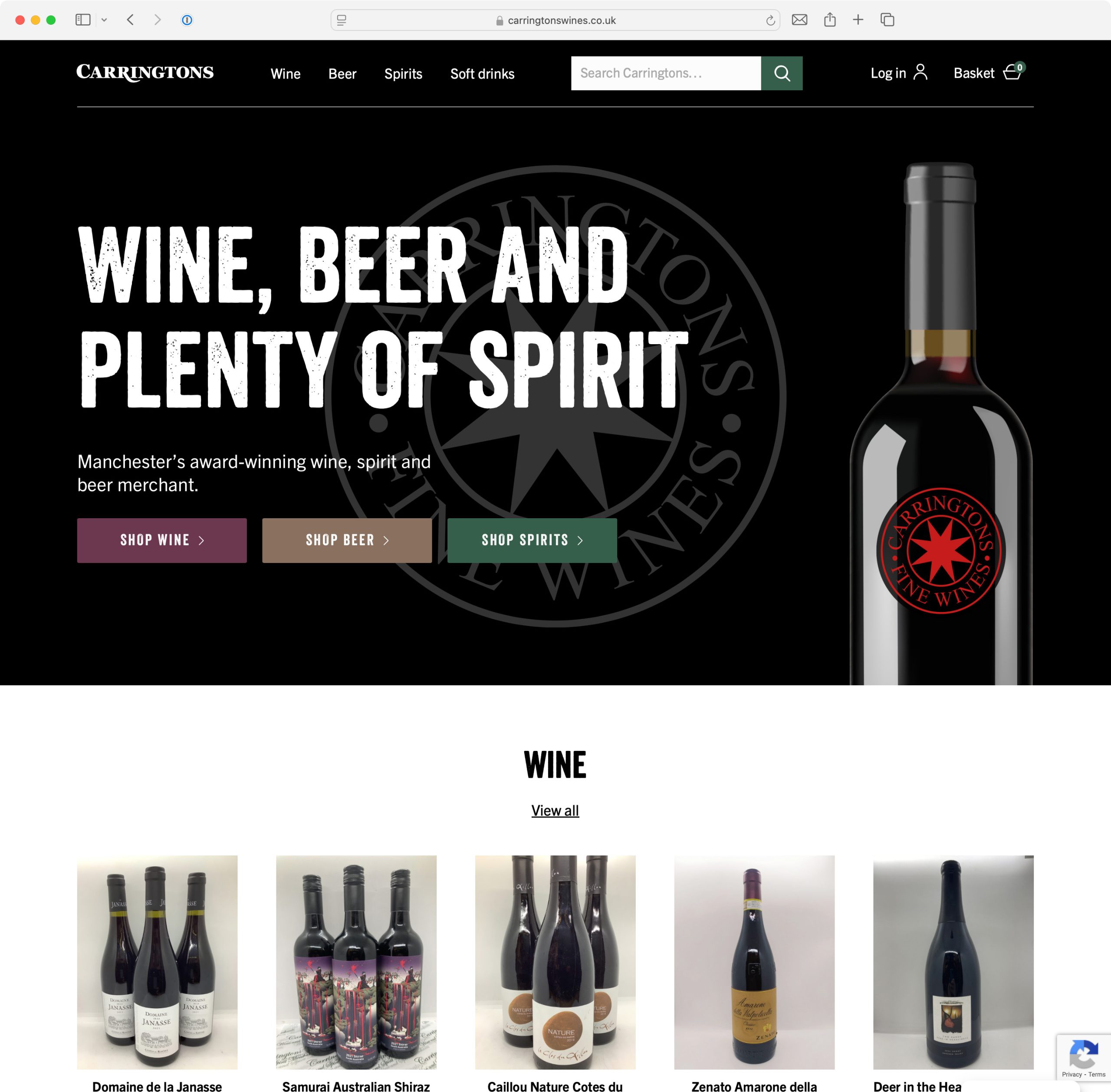 Carringtons Wines — carringtons wines homepage