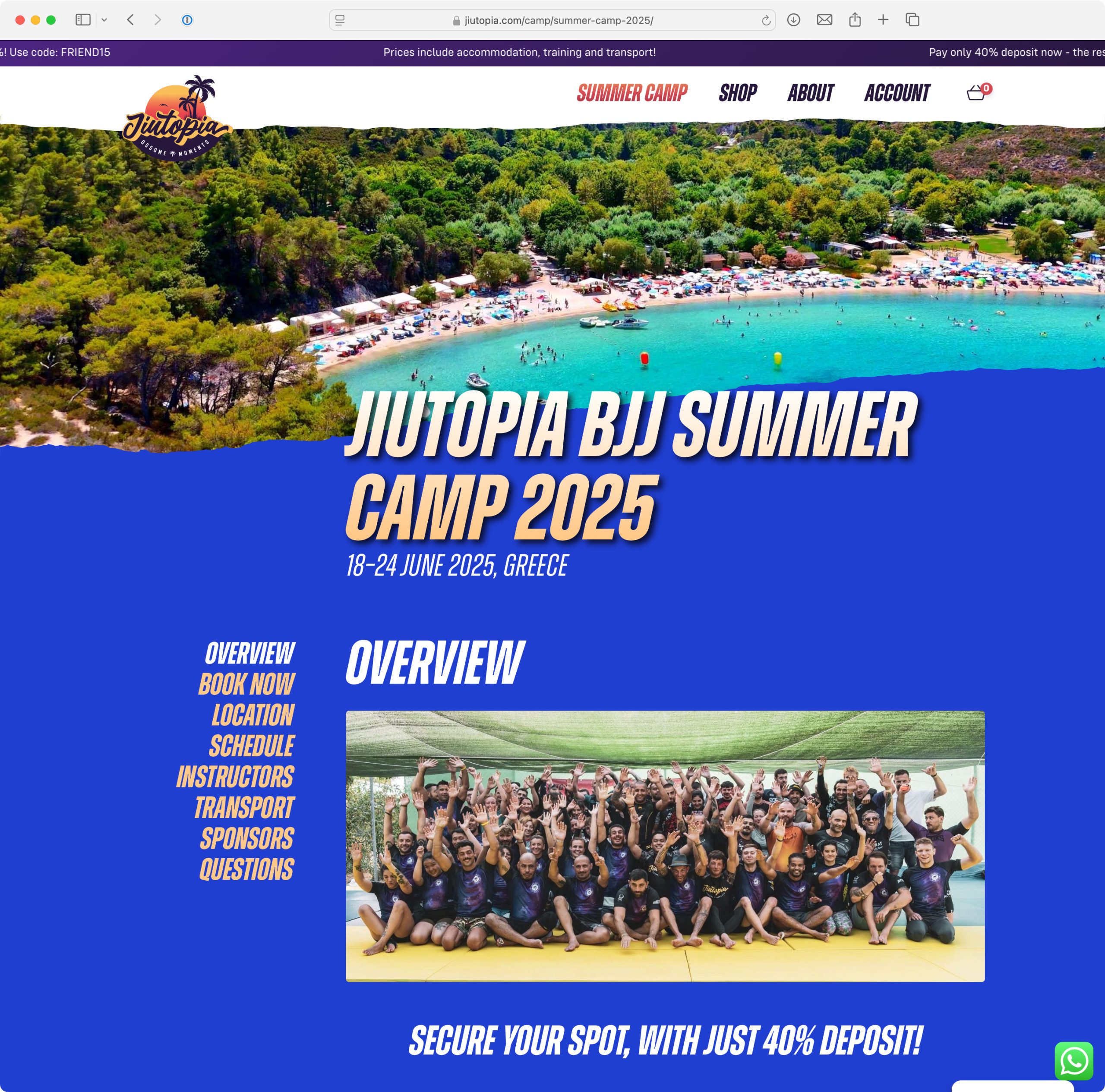 Jiutopia Brazilian jiu-jitsu camp — Jiutopia overview