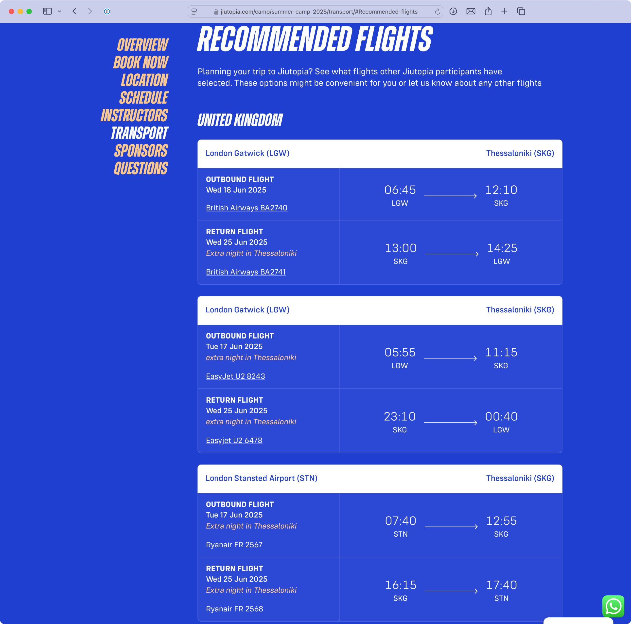 Jiutopia Brazilian jiu-jitsu camp — Jiutopia recommended flight